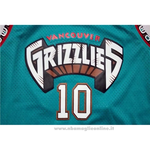Maglia Vancouver Grizzlies Mike Bibby NO 10 Historic Throwback Verde